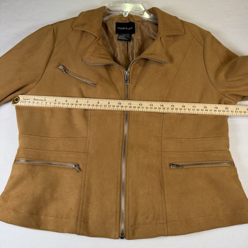 Ookie & Lala Faux Suede Moto Jacket Size L - Picture 6 of 10